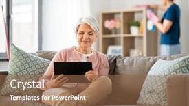  Presentation with old people - Cool new PPT layouts with technology-old-age-and-people backdrop and a tawny brown colored foreground