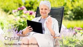  Presentation with old age - Cool new PPT theme with technology-old-age-and-people backdrop and a lemonade colored foreground