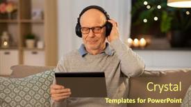  Presentation with old people - Beautiful presentation featuring technology-old-people-and-lifestyle backdrop and a tawny brown colored foreground