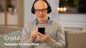  Presentation with old music - Amazing slide deck having technology-old-people-and-lifestyle backdrop and a coral colored foreground