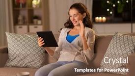  Presentation with internet communication - Amazing slide set having technology-online-communication-internet backdrop and a violet colored foreground