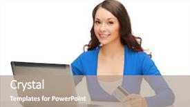  Presentation with online payment - PPT theme enhanced with technology online shopping and payment background and a coral colored foreground