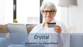  Presentation with earn money for shopping online - Theme having technology online shopping and people background and a light blue colored foreground