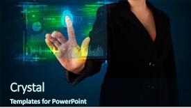  Presentation with technology - Colorful presentation design enhanced with technology panel with finger print backdrop and a navy blue colored foreground