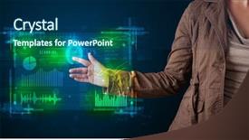  Presentation with technology - PPT theme having technology panel with finger print background and a navy blue colored foreground