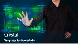  Presentation with technology - PPT layouts featuring technology panel with finger print background and a navy blue colored foreground