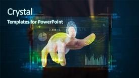  Presentation with finger - Cool new PPT theme with technology panel with finger print backdrop and a  colored foreground