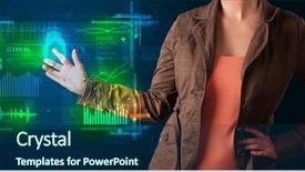  Presentation with crime scene finger print investigation - Beautiful PPT theme featuring technology panel with finger print backdrop and a navy blue colored foreground