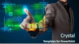  Presentation with technology - Slide deck having technology panel with finger print background and a navy blue colored foreground