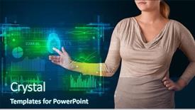  Presentation with technology - Slide set with technology panel with finger print background and a navy blue colored foreground