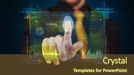  Presentation with biometric device finger print - PPT theme enhanced with technology panel with finger print background and a tawny brown colored foreground
