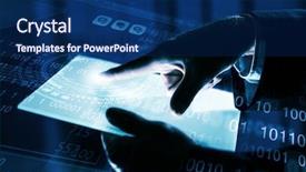  Presentation with finger - Beautiful PPT theme featuring technology panel with finger print backdrop and a navy blue colored foreground