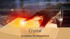  Presentation with finger - Amazing slide set having technology panel with finger print backdrop and a yellow colored foreground