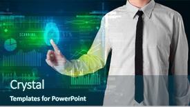  Presentation with technology - Slide set with technology panel with finger print background and a ocean colored foreground