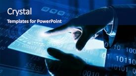  Presentation with finger - Audience pleasing presentation theme consisting of technology panel with finger print backdrop and a ocean colored foreground