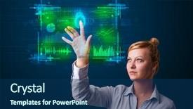  Presentation with finger - PPT layouts featuring technology panel with finger print background and a navy blue colored foreground