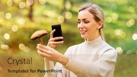  Presentation with smartphone app - Audience pleasing slide deck consisting of technology-people-and-leisure-people backdrop and a yellow colored foreground