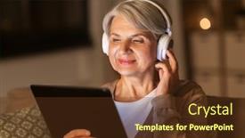  Presentation with computer music - Audience pleasing PPT theme consisting of technology-people-and-lifestyle-concept backdrop and a tawny brown colored foreground