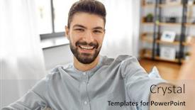  Presentation with lifestyle - PPT theme featuring technology-people-and-lifestyle-concept background and a light gray colored foreground