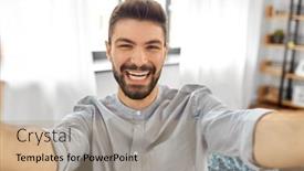  Presentation with lifestyle - Colorful presentation theme enhanced with technology-people-and-lifestyle-concept backdrop and a coral colored foreground