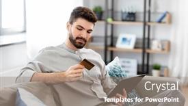  Presentation with online shopping - PPT theme enhanced with technology-people-and-online-shopping background and a gray colored foreground