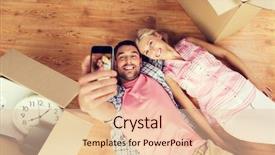  Presentation with new home sales - Theme having technology people repair and moving background and a lemonade colored foreground