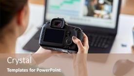  Presentation with video production - Beautiful theme featuring technology-post-production-and-vlog backdrop and a coral colored foreground