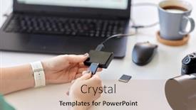  Presentation with computer memory - Presentation consisting of technology-post-production-and-vlog background and a coral colored foreground