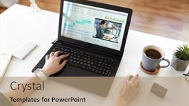  Presentation with video production - Cool new presentation theme with technology-post-production-and-vlog backdrop and a coral colored foreground