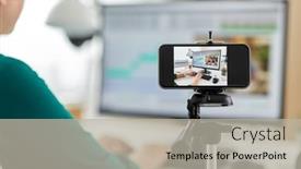  Presentation with video production - Cool new theme with technology-post-production-and-vlog backdrop and a light gray colored foreground