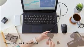  Presentation with computer memory - PPT theme with technology-post-production-and-vlog background and a coral colored foreground