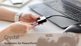  Presentation with computer memory - Slide deck consisting of technology-post-production-and-vlog background and a coral colored foreground