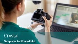  Presentation with video production - Slides featuring technology-post-production-and-vlog background and a ocean colored foreground