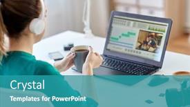  Presentation with video production - Colorful PPT theme enhanced with technology-post-production-and-vlog backdrop and a teal colored foreground