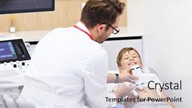  Presentation with testing - Beautiful presentation featuring technology radar - picture of male doctor testing backdrop and a sky blue colored foreground