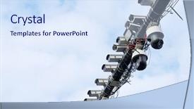  Presentation with traffic road - Colorful presentation design enhanced with technology radar - traffic camera above road backdrop and a sky blue colored foreground