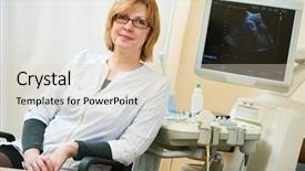  Presentation with gynecologist - Slides having technology radar - ultrasound test pregnancy gynecologist checking background and a lemonade colored foreground