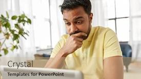  Presentation with remote working - Beautiful slide deck featuring technology-remote-job-and-business backdrop and a soft green colored foreground