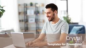  Presentation with remote working - Colorful slides enhanced with technology-remote-job-and-business backdrop and a coral colored foreground