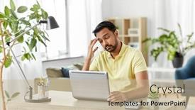  Presentation with remote working - Presentation enhanced with technology-remote-job-and-business background and a soft green colored foreground