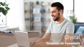  Presentation with remote working - Beautiful presentation featuring technology-remote-job-and-business backdrop and a coral colored foreground