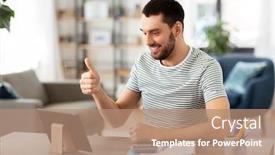  Presentation with remote working - Presentation design consisting of technology-remote-job-and-business background and a coral colored foreground