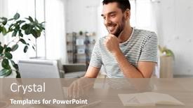  Presentation with remote working - Theme with technology-remote-job-and-business background and a coral colored foreground