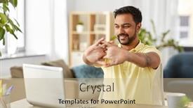  Presentation with home office - Amazing PPT layouts having technology-remote-job-and-lifestyle backdrop and a coral colored foreground