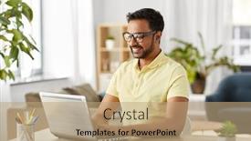  Presentation with remote working - Slides with technology-remote-job-and-lifestyle background and a coral colored foreground