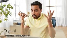  Presentation with recorder - PPT theme with technology-remote-job-and-lifestyle background and a coral colored foreground