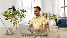  Presentation with remote working - PPT layouts featuring technology-remote-job-and-lifestyle background and a coral colored foreground