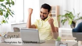  Presentation with remote working - Colorful slide deck enhanced with technology-remote-job-and-lifestyle backdrop and a coral colored foreground