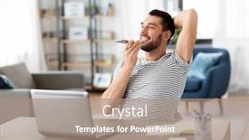  Presentation with home office - Cool new presentation design with technology-remote-job-and-people backdrop and a coral colored foreground