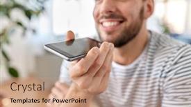  Presentation with recorder - Beautiful presentation theme featuring technology-remote-job-and-people backdrop and a coral colored foreground